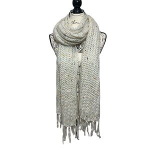 Steve Madden Open Knit‎ Cream Rainbow Speckled Scarf